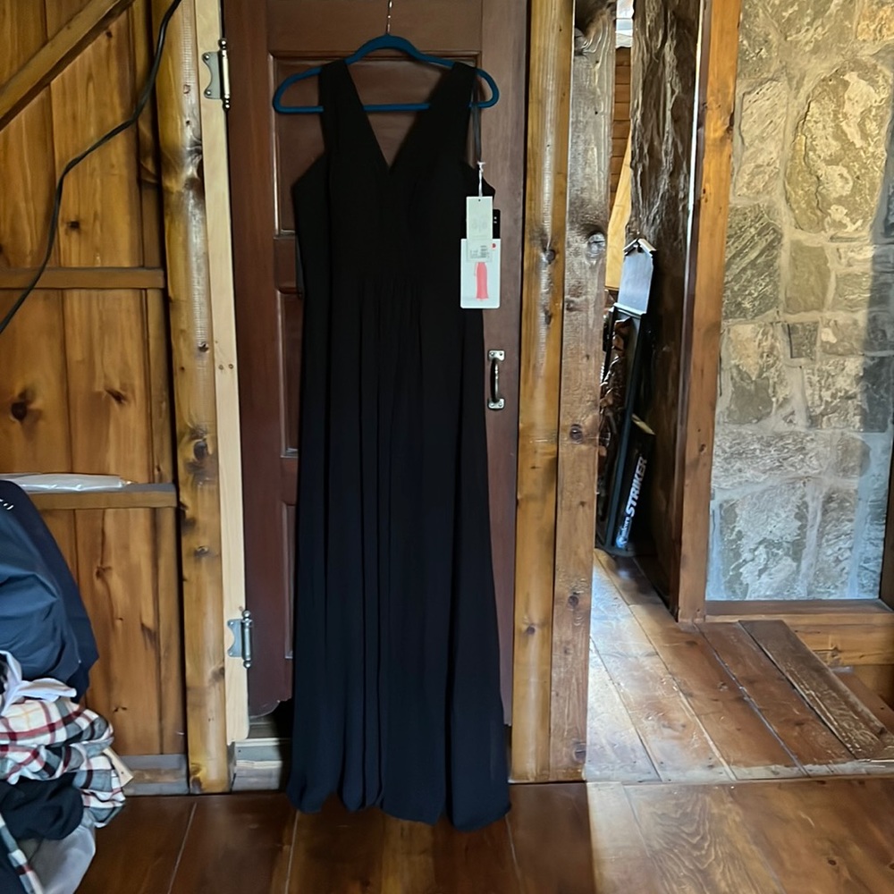 Gather and gown black formal/bridesmaid dress
